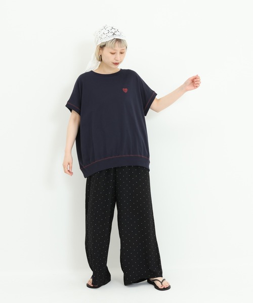 HEART MARKET（ハートマーケット）の「胸刺繍フレンチT（Tシャツ/カットソー・レディース・ブラック/ピンク/ナチュラル/ネイビー・FREE）」の18枚目の写真