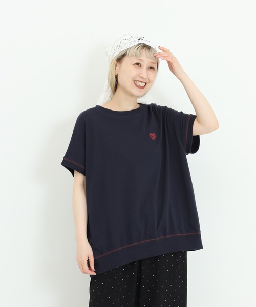 HEART MARKET（ハートマーケット）の「胸刺繍フレンチT（Tシャツ/カットソー・レディース・ブラック/ピンク/ナチュラル/ネイビー・FREE）」の21枚目の写真