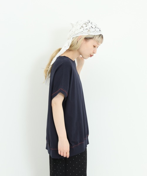 HEART MARKET（ハートマーケット）の「胸刺繍フレンチT（Tシャツ/カットソー・レディース・ブラック/ピンク/ナチュラル/ネイビー・FREE）」の22枚目の写真