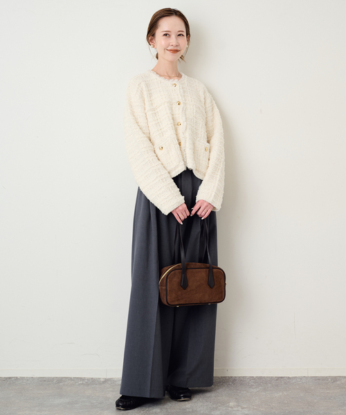SLOBE IENA(スローブイエナ)の「《追加》ツイードニットジャケット(カーディガン/ボレロ・レディース・ホワイト/ネイビー・FREE)」の21枚目の写真