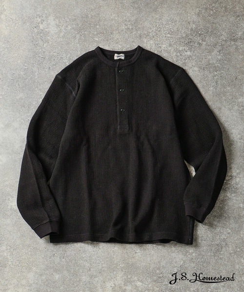 JOURNAL STANDARD J.S HOMESTEAD(ジャーナルスタンダードホームステッド)の「J.S.Homestead / レノ メッシュ ファブリック ヘンリー ネック ロンT(Tシャツ/カットソー・メンズ・ブラック系その他/アイボリー/ライトグリーン・MEDIUM/LARGE)」の1枚目の写真