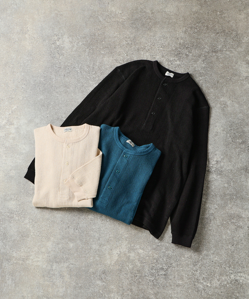 JOURNAL STANDARD J.S HOMESTEAD(ジャーナルスタンダードホームステッド)の「J.S.Homestead / レノ メッシュ ファブリック ヘンリー ネック ロンT(Tシャツ/カットソー・メンズ・ブラック系その他/アイボリー/ライトグリーン・MEDIUM/LARGE)」の4枚目の写真