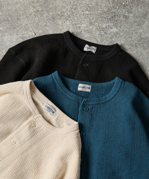 JOURNAL STANDARD J.S HOMESTEAD(ジャーナルスタンダードホームステッド)の「J.S.Homestead / レノ メッシュ ファブリック ヘンリー ネック ロンT(Tシャツ/カットソー・メンズ・ブラック系その他/アイボリー/ライトグリーン・MEDIUM/LARGE)」の5枚目の写真