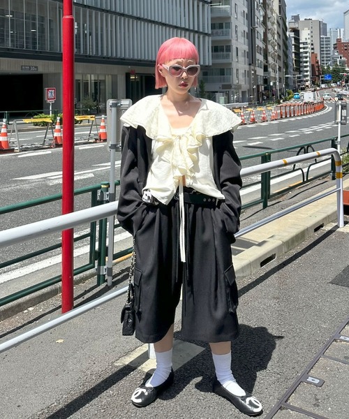 Alley Tokyo(アリートーキョー)の「【セットアップで着られる】けっこうおっきめのかっこいいジャケット(テーラードジャケット・レディース・グレー/ブラック/オフホワイト・FREE)」の14枚目の写真