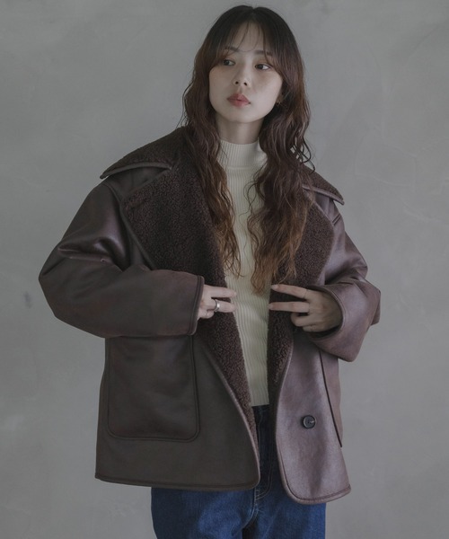 URBAN RESEARCH Sonny Label（アーバンリサーチサニーレーベル）の「リバーシブルフェイクムートンボアコート（ムートンコート・レディース・ブラック/ブラウン・FREE）」の3枚目の写真