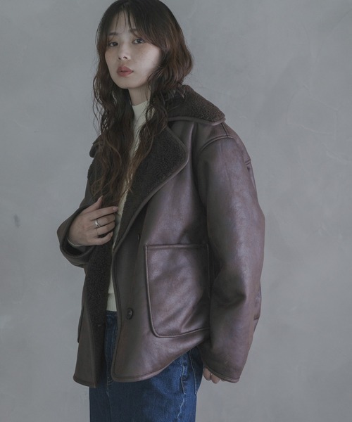 URBAN RESEARCH Sonny Label（アーバンリサーチサニーレーベル）の「リバーシブルフェイクムートンボアコート（ムートンコート・レディース・ブラック/ブラウン・FREE）」の4枚目の写真