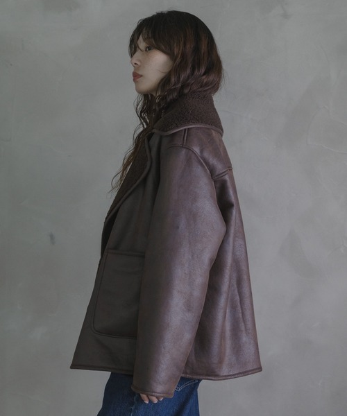 URBAN RESEARCH Sonny Label（アーバンリサーチサニーレーベル）の「リバーシブルフェイクムートンボアコート（ムートンコート・レディース・ブラック/ブラウン・FREE）」の5枚目の写真