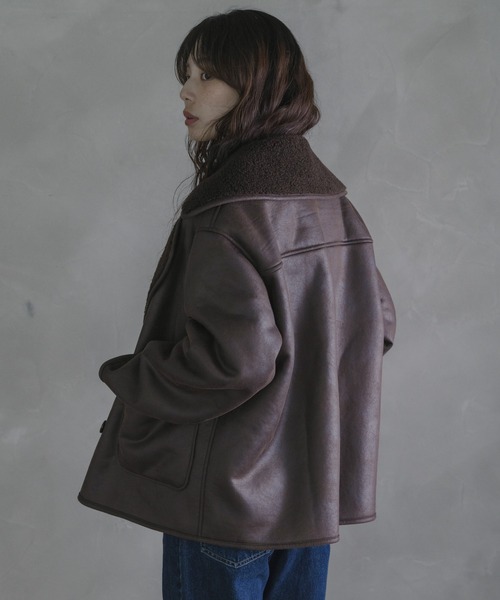 URBAN RESEARCH Sonny Label（アーバンリサーチサニーレーベル）の「リバーシブルフェイクムートンボアコート（ムートンコート・レディース・ブラック/ブラウン・FREE）」の6枚目の写真