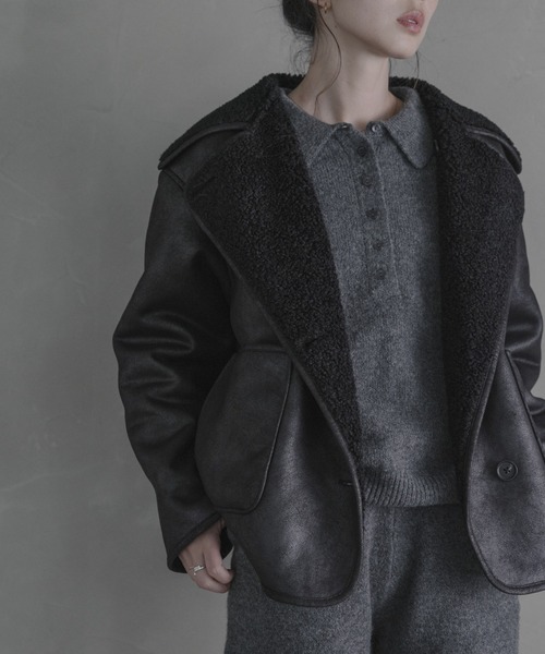 URBAN RESEARCH Sonny Label（アーバンリサーチサニーレーベル）の「リバーシブルフェイクムートンボアコート（ムートンコート・レディース・ブラック/ブラウン・FREE）」の10枚目の写真