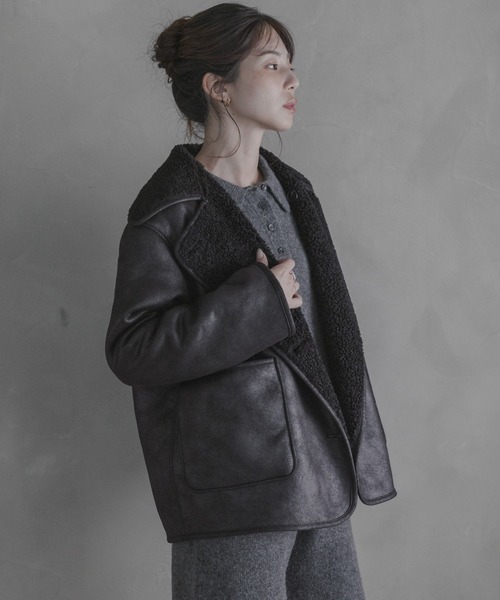 URBAN RESEARCH Sonny Label（アーバンリサーチサニーレーベル）の「リバーシブルフェイクムートンボアコート（ムートンコート・レディース・ブラック/ブラウン・FREE）」の11枚目の写真