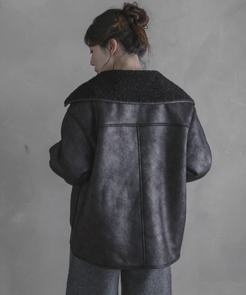 URBAN RESEARCH Sonny Label（アーバンリサーチサニーレーベル）の「リバーシブルフェイクムートンボアコート（ムートンコート・レディース・ブラック/ブラウン・FREE）」の12枚目の写真