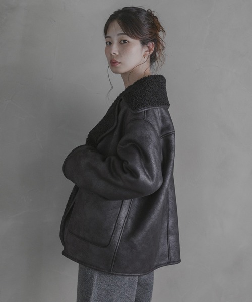 URBAN RESEARCH Sonny Label（アーバンリサーチサニーレーベル）の「リバーシブルフェイクムートンボアコート（ムートンコート・レディース・ブラック/ブラウン・FREE）」の13枚目の写真
