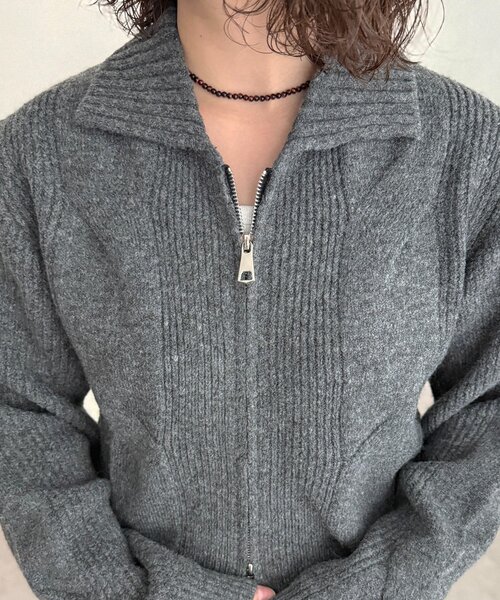 CPCM(シーピーシーエム)の「切替ニットジップカーデ(カーディガン/ボレロ・レディース・ブラック/グレー/サックスブルー・FREE)」の19枚目の写真