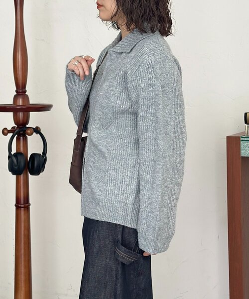 CPCM(シーピーシーエム)の「切替ニットジップカーデ(カーディガン/ボレロ・レディース・ブラック/グレー/サックスブルー・FREE)」の5枚目の写真