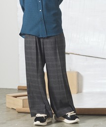 《UNISEX》ツイーディーシャドウチェックプライムワイドツータックスラックス/Tweedy Shadow Check Prime-Wide Two-tuck Slacks【MAISON SPECIAL/メゾンスペシャル】■セットアップ対応■