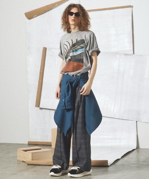 MAISON SPECIAL(メゾンスペシャル)の「《UNISEX》ツイーディーシャドウチェックプライムワイドツータックスラックス/Tweedy Shadow Check Prime-Wide Two-tuck Slacks【MAISON SPECIAL/メゾンスペシャル】■セットアップ対応■(スラックス・メンズ・ブラック/チャコールグレー・2/1/0)」の3枚目の写真