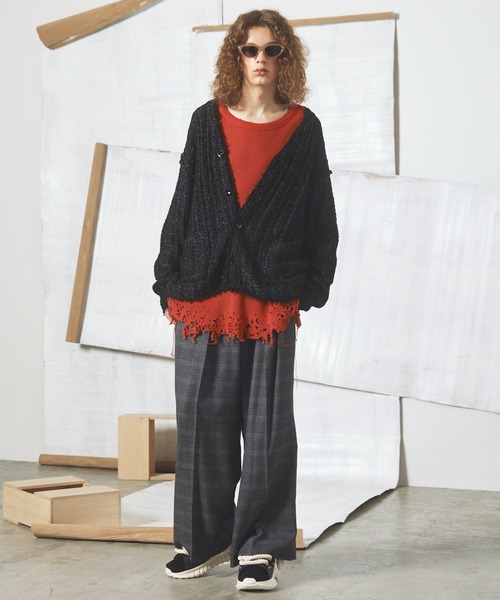 MAISON SPECIAL(メゾンスペシャル)の「《UNISEX》ツイーディーシャドウチェックプライムワイドツータックスラックス/Tweedy Shadow Check Prime-Wide Two-tuck Slacks【MAISON SPECIAL/メゾンスペシャル】■セットアップ対応■(スラックス・メンズ・ブラック/チャコールグレー・2/1/0)」の7枚目の写真