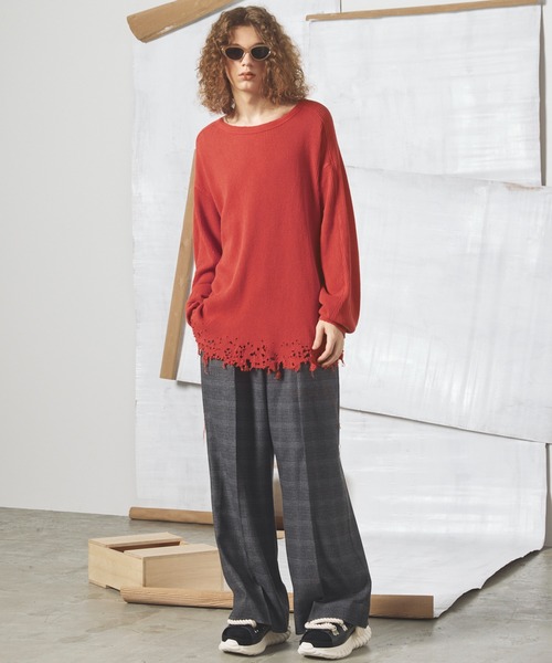 MAISON SPECIAL(メゾンスペシャル)の「《UNISEX》ツイーディーシャドウチェックプライムワイドツータックスラックス/Tweedy Shadow Check Prime-Wide Two-tuck Slacks【MAISON SPECIAL/メゾンスペシャル】■セットアップ対応■(スラックス・メンズ・ブラック/チャコールグレー・2/1/0)」の6枚目の写真