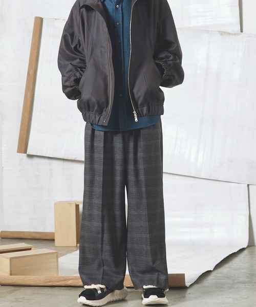 MAISON SPECIAL(メゾンスペシャル)の「《UNISEX》ツイーディーシャドウチェックプライムワイドツータックスラックス/Tweedy Shadow Check Prime-Wide Two-tuck Slacks【MAISON SPECIAL/メゾンスペシャル】■セットアップ対応■(スラックス・メンズ・ブラック/チャコールグレー・2/1/0)」の9枚目の写真