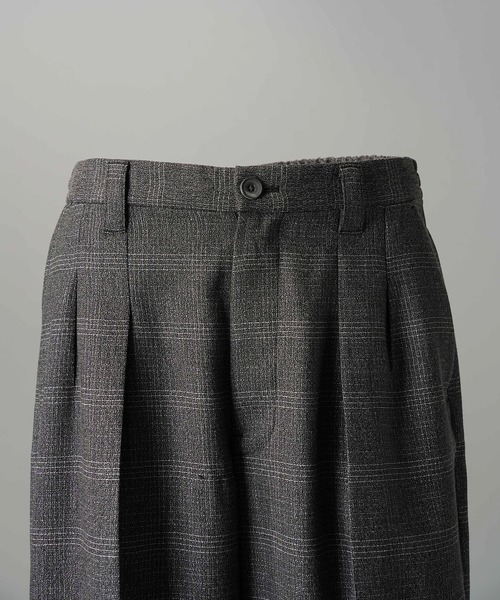 MAISON SPECIAL(メゾンスペシャル)の「《UNISEX》ツイーディーシャドウチェックプライムワイドツータックスラックス/Tweedy Shadow Check Prime-Wide Two-tuck Slacks【MAISON SPECIAL/メゾンスペシャル】■セットアップ対応■(スラックス・メンズ・ブラック/チャコールグレー・2/1/0)」の15枚目の写真