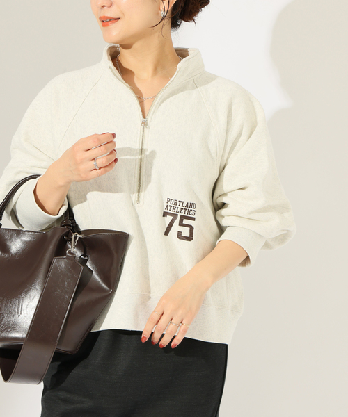Champion(チャンピオン)の「別注【CHAMPION/チャンピオン】 for JS RW 11.5oz HALF ZIP SWEAT(スウェット・レディース・アイボリー/ブラウン/チャコールグレー/ブラック・LARGE)」の2枚目の写真