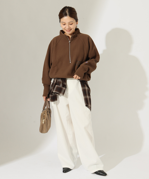 Champion(チャンピオン)の「別注【CHAMPION/チャンピオン】 for JS RW 11.5oz HALF ZIP SWEAT(スウェット・レディース・アイボリー/ブラウン/チャコールグレー/ブラック・LARGE)」の8枚目の写真