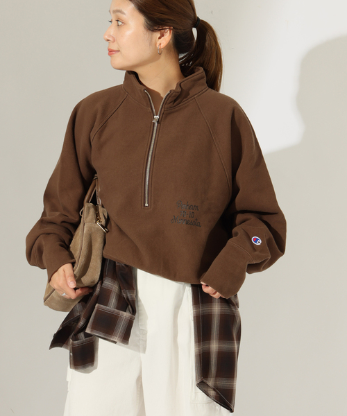 Champion(チャンピオン)の「別注【CHAMPION/チャンピオン】 for JS RW 11.5oz HALF ZIP SWEAT(スウェット・レディース・アイボリー/ブラウン/チャコールグレー/ブラック・LARGE)」の21枚目の写真