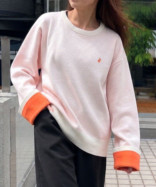 BEVERLY HILLS POLO CLUB(ビバリーヒルズポロクラブ)の「【BEVERLY HILLS POLO CLUB】ビバリーヒルズポロクラブ 配色ワイドスリーブニット(ニット/セーター・レディース・ネイビー/ブラック/レッド/アイボリー・FREE)」の2枚目の写真