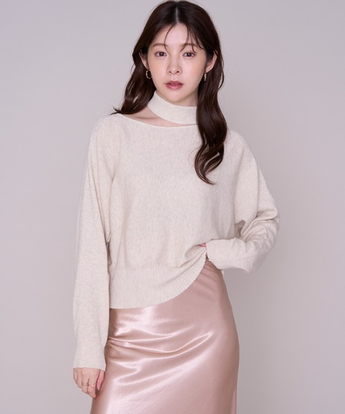 MISCH MASCH(ミッシュマッシュ)の「2026秋冬新作 チョーカーネックカットアウトニット(ニット/セーター・レディース・ブラウン/ホワイト/ブラック/ベージュ・フリ-)」の10枚目の写真