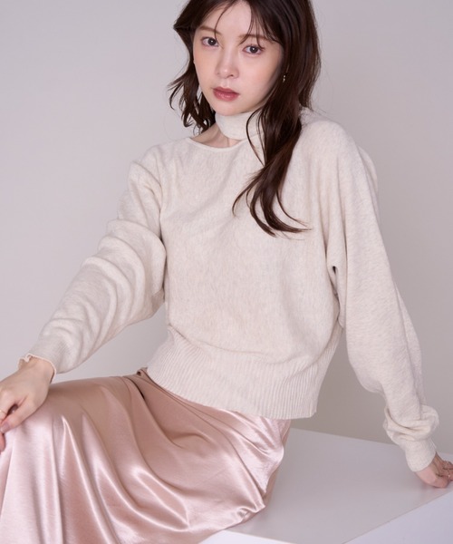 MISCH MASCH(ミッシュマッシュ)の「2026秋冬新作 チョーカーネックカットアウトニット(ニット/セーター・レディース・ブラウン/ホワイト/ブラック/ベージュ・フリ-)」の7枚目の写真
