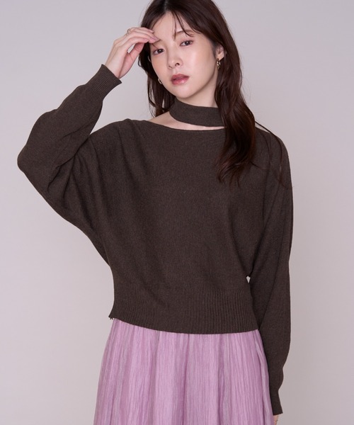 MISCH MASCH(ミッシュマッシュ)の「2026秋冬新作 チョーカーネックカットアウトニット(ニット/セーター・レディース・ブラウン/ホワイト/ブラック/ベージュ・フリ-)」の22枚目の写真