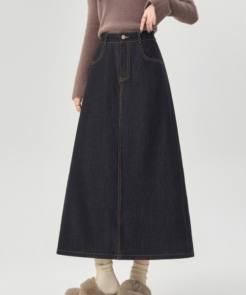 ONEP STAR(ワンピスター)の「ステッチワークデニムスカート(デニムスカート・レディース・ダークブルー/ブラック・LARGE/MEDIUM/X-LARGE)」の6枚目の写真