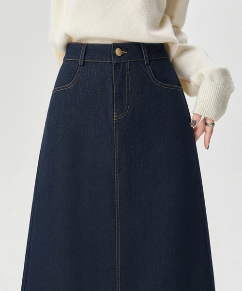 ONEP STAR(ワンピスター)の「ステッチワークデニムスカート(デニムスカート・レディース・ダークブルー/ブラック・LARGE/MEDIUM/X-LARGE)」の9枚目の写真