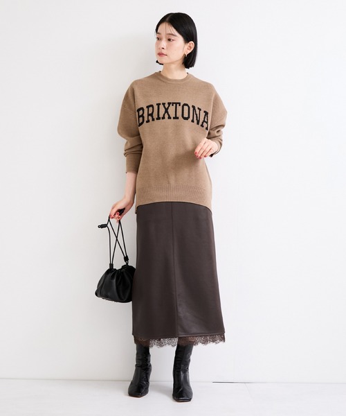 le cercle ADAM ET ROPE'(ルセルクルアダムエロペ)の「マシュマロコーティング裾レーススカート(スカート・レディース・ダークブラウン/ブラック・FREE)」の6枚目の写真