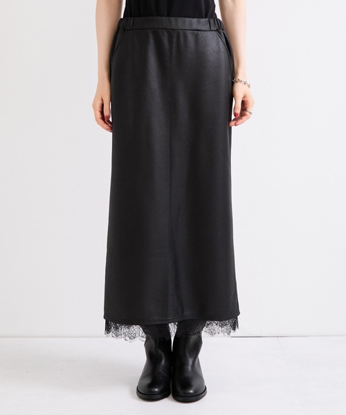 le cercle ADAM ET ROPE'(ルセルクルアダムエロペ)の「マシュマロコーティング裾レーススカート(スカート・レディース・ダークブラウン/ブラック・FREE)」の8枚目の写真