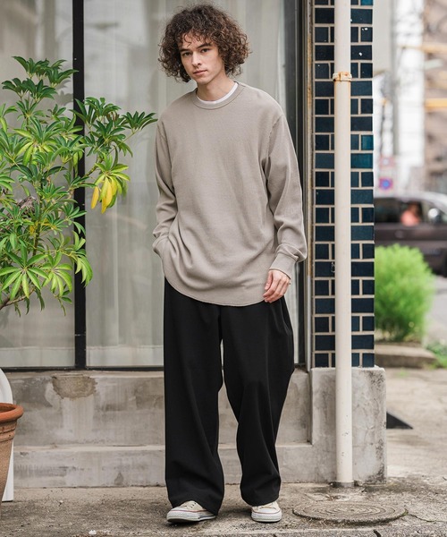 CAMBIO(カンビオ)の「mlt5897-フェード加工ワッフルCNロンT(Tシャツ/カットソー・メンズ・グレー/ブルー/ブラック・XL/L/M)」の20枚目の写真