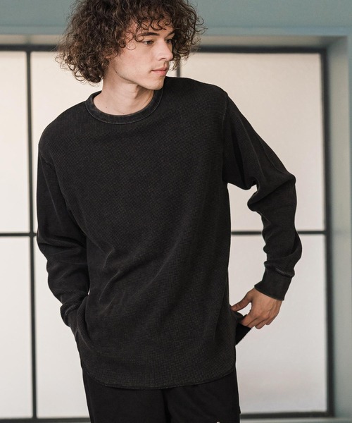 CAMBIO(カンビオ)の「mlt5897-フェード加工ワッフルCNロンT(Tシャツ/カットソー・メンズ・グレー/ブルー/ブラック・XL/L/M)」の6枚目の写真