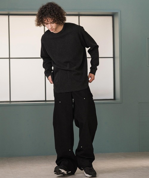 CAMBIO(カンビオ)の「mlt5897-フェード加工ワッフルCNロンT(Tシャツ/カットソー・メンズ・グレー/ブルー/ブラック・XL/L/M)」の7枚目の写真