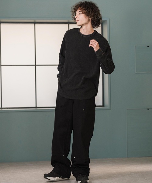 CAMBIO(カンビオ)の「mlt5897-フェード加工ワッフルCNロンT(Tシャツ/カットソー・メンズ・グレー/ブルー/ブラック・XL/L/M)」の8枚目の写真