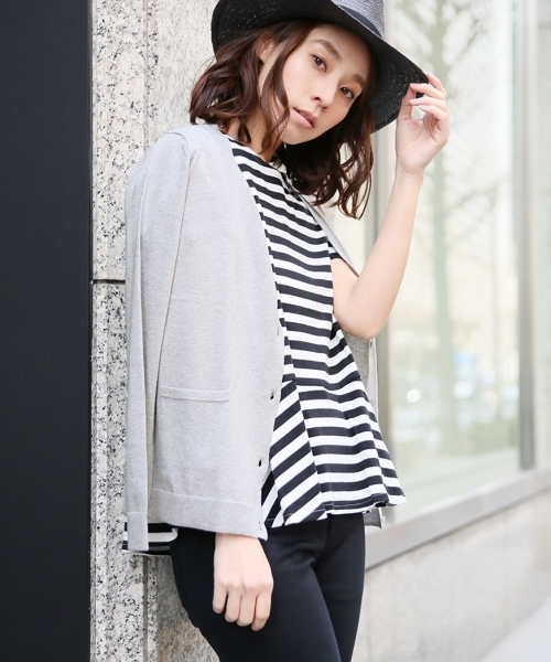 LEPSIM（レプシィム）の「【UV加工＆自宅で洗濯可能！】12GコットンポリキノウVネックカーディガン　708972（カーディガン/ボレロ・レディース・ブラック/トップグレー/レッド/モカ/マスタード・MEDIUM/LARGE）」の3枚目の写真