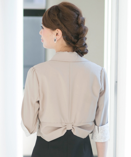 PourVous（プールヴー）の「2WAYバックリボン ボレロ 結婚式対応 オケージョン （テーラードジャケット・レディース・アイボリー/ブラック/ベージュ・XL/L/M）」の10枚目の写真