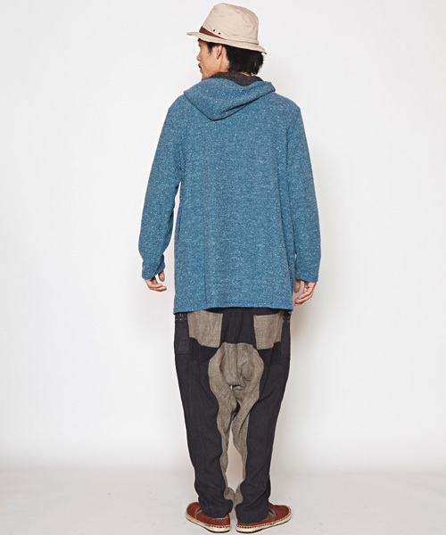 チャイハネ（チャイハネ）の「【チャイハネ】yul 旅人風MEN'Sフードカーディガン フーディ（カーディガン/ボレロ・メンズ・ブラック/グレー/ターコイズブルー/オレンジ・FREE）」の9枚目の写真