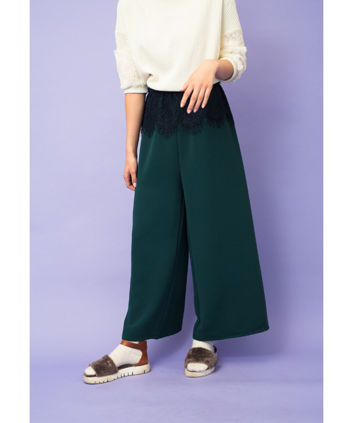 DOLLUPOOPS（ドールアップウップス）の「<doll up oops> スカラップレース　ワイドパンツ（その他パンツ・レディース・グレー/ブラック/グリーン・38）」の3枚目の写真