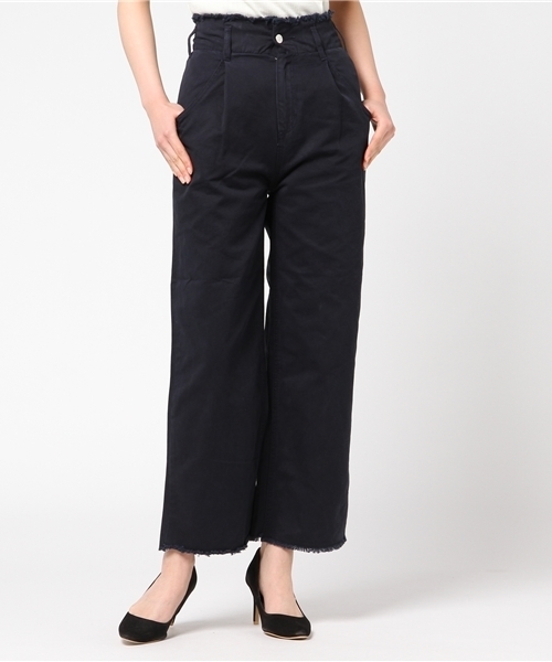 archives（アルシーヴ）の「フレイドヘムチノワイドパンツ（チノパンツ・レディース・ベージュ/ネイビー・MEDIUM）」の2枚目の写真