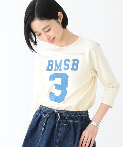 BEAMS BOY（ビームスボーイ）の「BEAMS BOY / テンジクフットボール 3/4T（Tシャツ/カットソー・レディース・レッド系その他/グリーン系その他/インディゴブルー/ワイン/ナチュラル/ホワイト/ライトグレー/ブラック/レッド/ダークグリーン/ネイビー・ONE SIZE）」の1枚目の写真