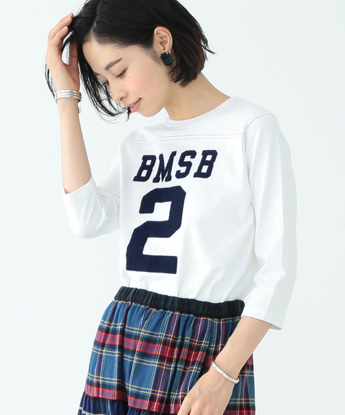 BEAMS BOY（ビームスボーイ）の「BEAMS BOY / テンジクフットボール 3/4T（Tシャツ/カットソー・レディース・レッド系その他/グリーン系その他/インディゴブルー/ワイン/ナチュラル/ホワイト/ライトグレー/ブラック/レッド/ダークグリーン/ネイビー・ONE SIZE）」の4枚目の写真