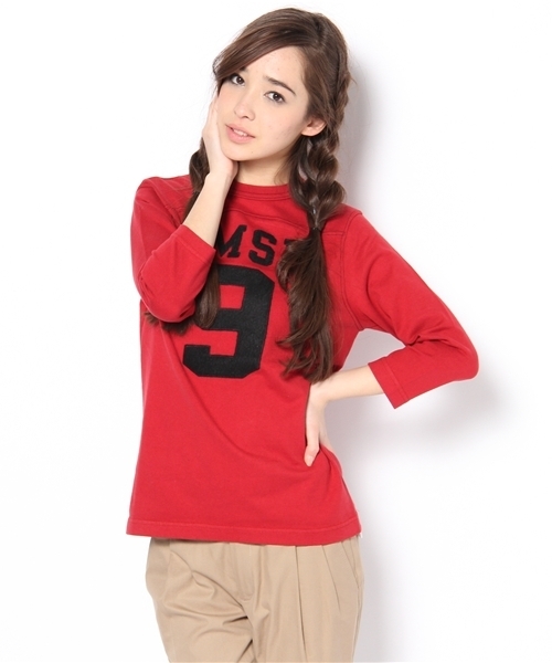 BEAMS BOY（ビームスボーイ）の「BEAMS BOY / テンジクフットボール 3/4T（Tシャツ/カットソー・レディース・レッド系その他/グリーン系その他/インディゴブルー/ワイン/ナチュラル/ホワイト/ライトグレー/ブラック/レッド/ダークグリーン/ネイビー・ONE SIZE）」の13枚目の写真