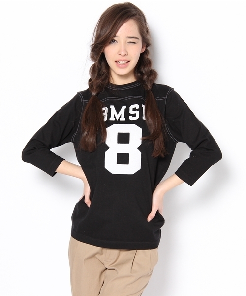 BEAMS BOY（ビームスボーイ）の「BEAMS BOY / テンジクフットボール 3/4T（Tシャツ/カットソー・レディース・レッド系その他/グリーン系その他/インディゴブルー/ワイン/ナチュラル/ホワイト/ライトグレー/ブラック/レッド/ダークグリーン/ネイビー・ONE SIZE）」の5枚目の写真