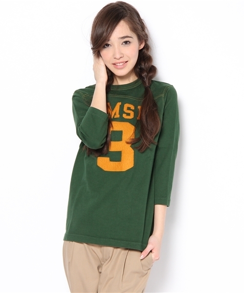 BEAMS BOY（ビームスボーイ）の「BEAMS BOY / テンジクフットボール 3/4T（Tシャツ/カットソー・レディース・レッド系その他/グリーン系その他/インディゴブルー/ワイン/ナチュラル/ホワイト/ライトグレー/ブラック/レッド/ダークグリーン/ネイビー・ONE SIZE）」の8枚目の写真