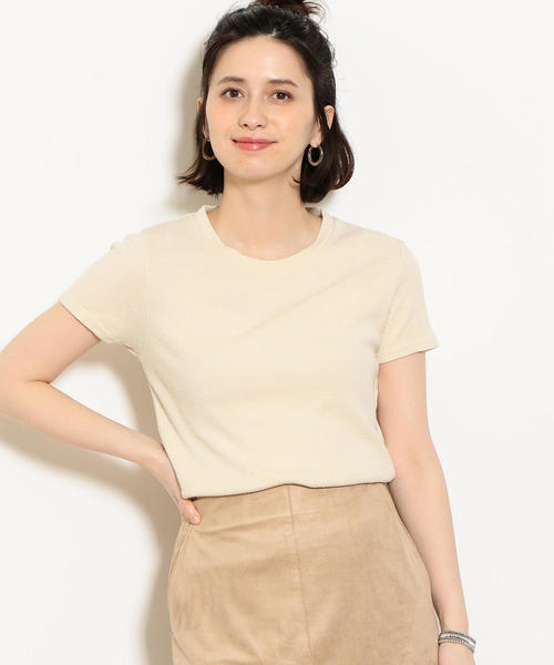 green label relaxing（グリーンレーベルリラクシング）の「NFC シルクネップ ショートスリーブカットソー ◆（Tシャツ/カットソー・レディース・ブラウン/ネイビー/ナチュラル・FREE）」の2枚目の写真